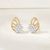Crystal Leaflet Gold Stud Diamond Earring for Woman