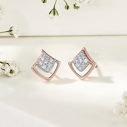 Moonflare Charms Rose Gold Stud Diamond Earring For Woman