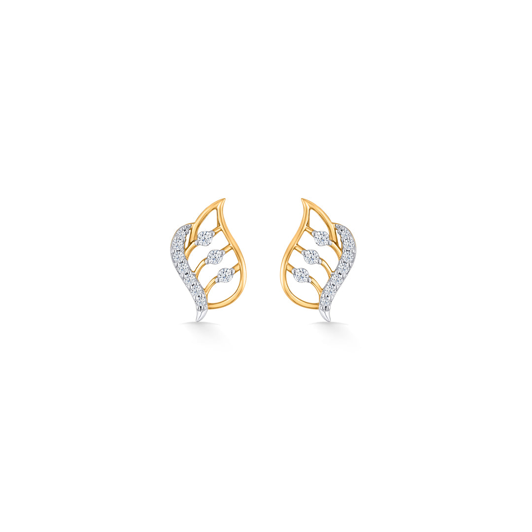 eternal foliage gold & diamond stud earring for women