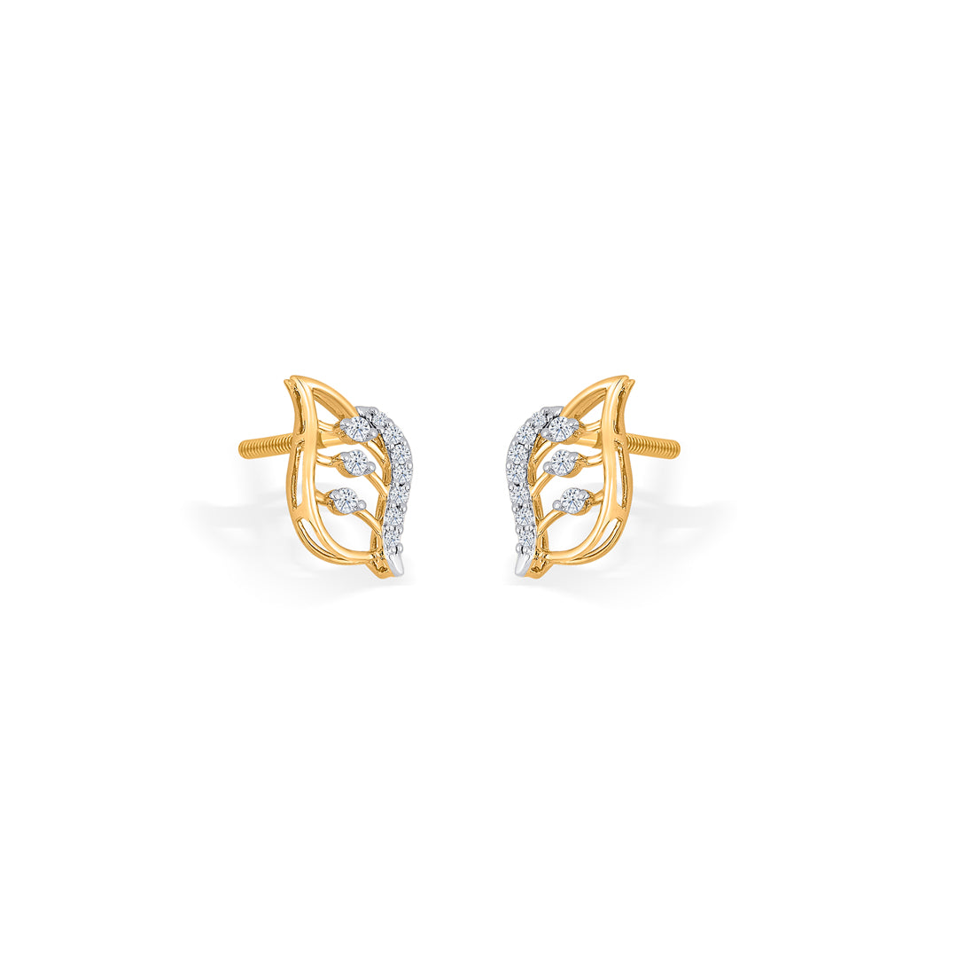 eternal foliage gold & diamond stud earring for woman