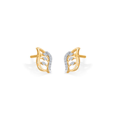 Eternal Foliage Gold & Diamond Stud Earring For Woman