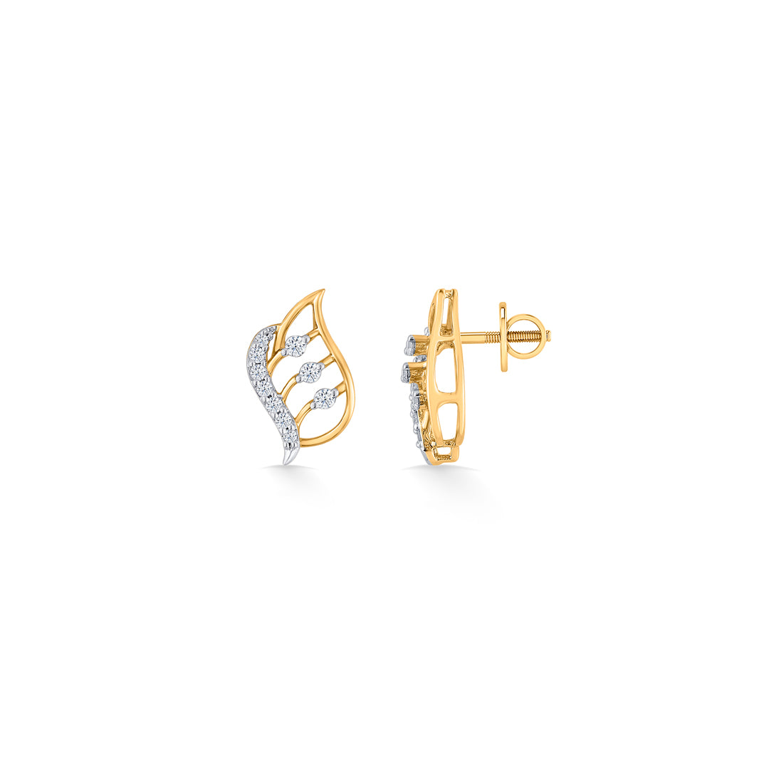 eternal foliage gold & diamond stud earring for woman