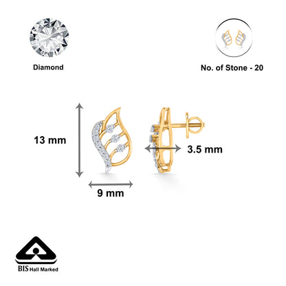 Eternal Foliage Gold & Diamond Stud Earring For Woman