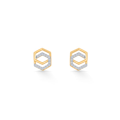 Geo Glitz Gold Stud Diamond Earring for Women