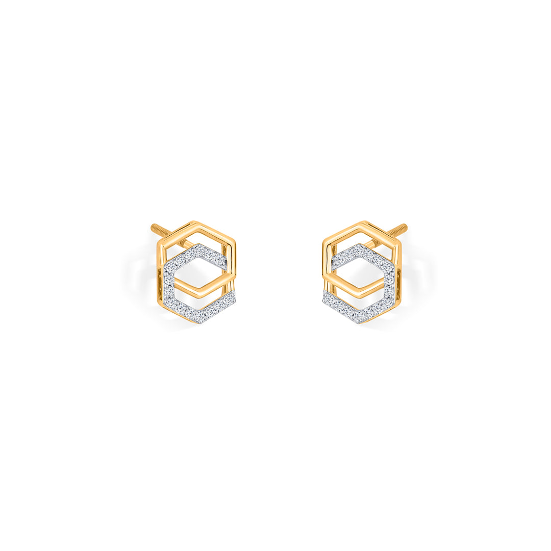 geo glitz gold stud diamond earring for woman