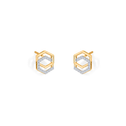 Geo Glitz Gold Stud Diamond Earring for Woman