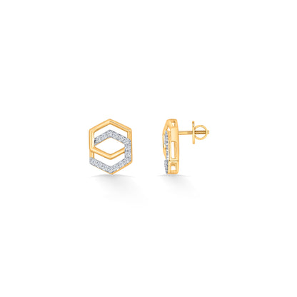 Geo Glitz Gold Stud Diamond Earring for Woman