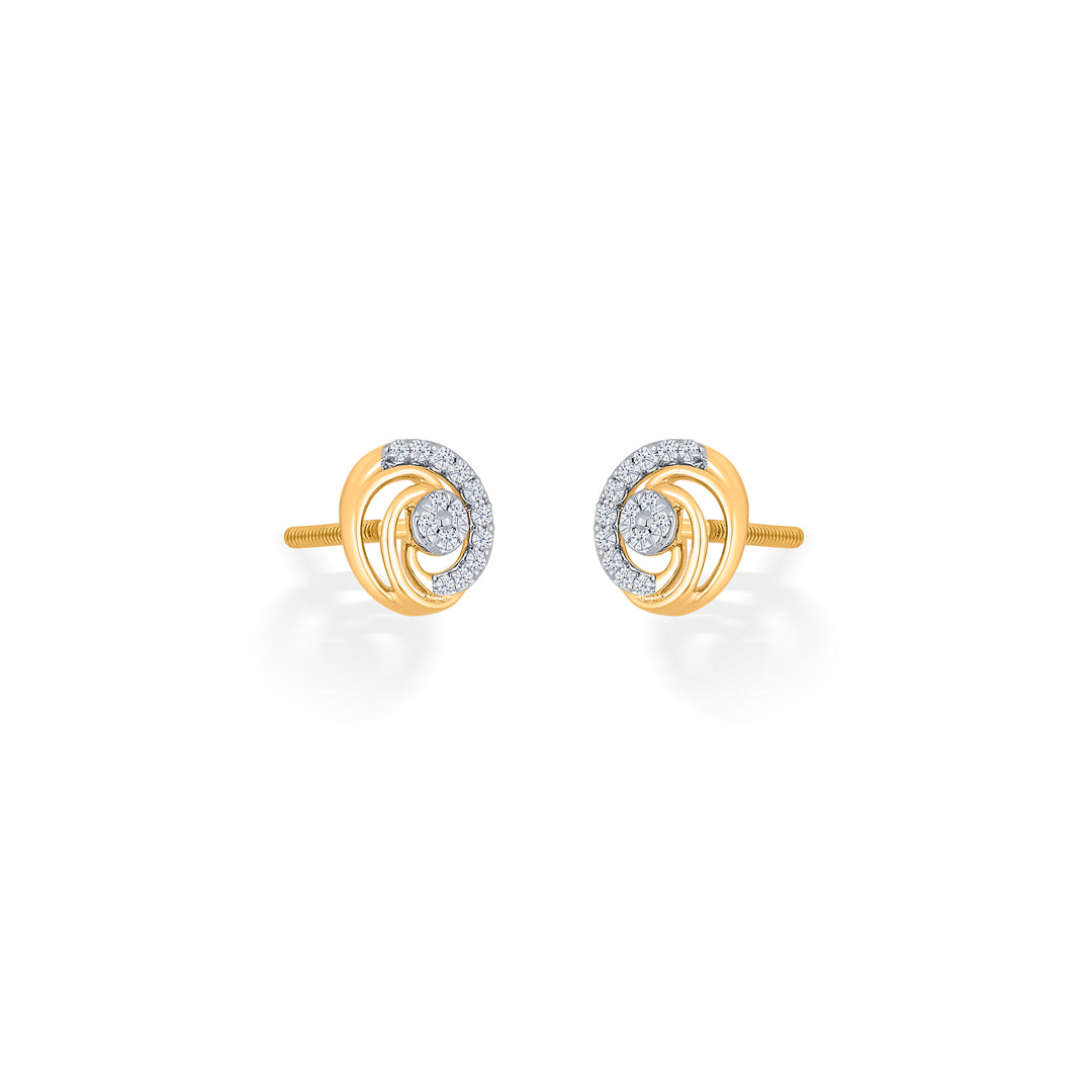 orbiting beauty gold & diamond stud earring for woman