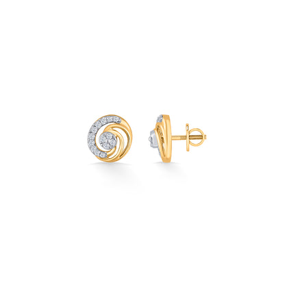 Orbiting Beauty Gold & Diamond Stud Earring For Woman
