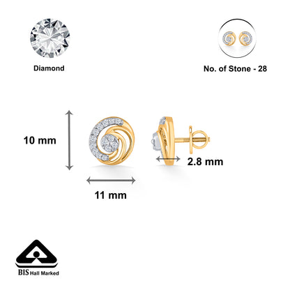 Orbiting Beauty Gold & Diamond Stud Earring For Woman
