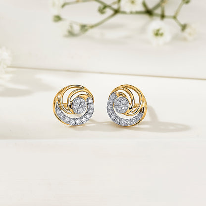 Orbiting Beauty Gold & Diamond Stud Earring For Women