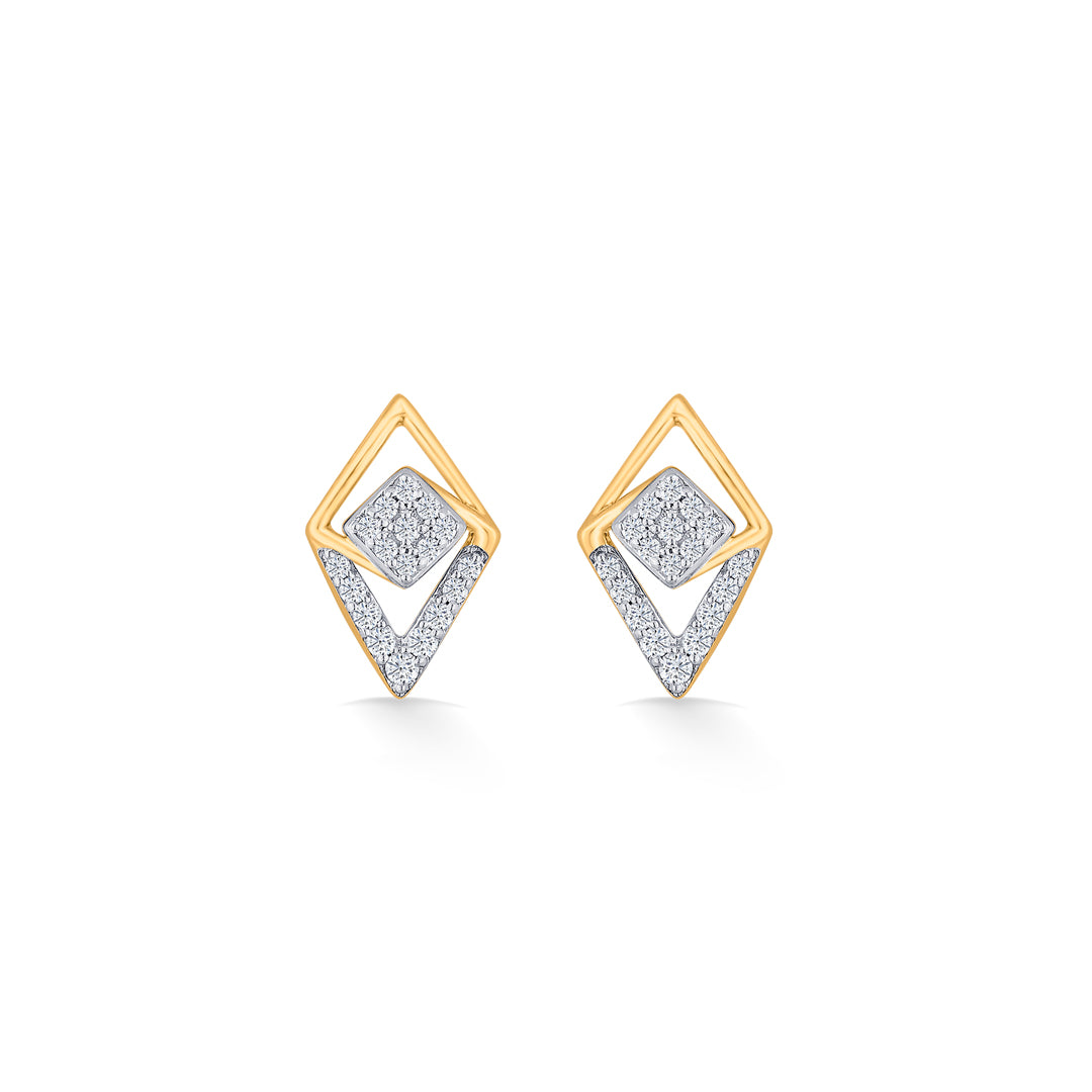 sparkle prism gold stud diamond earring for women