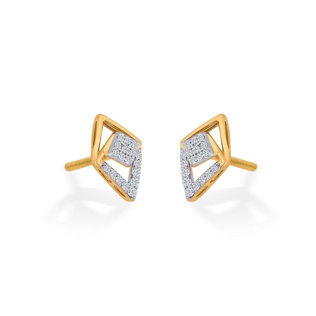 sparkle prism gold stud diamond earring for woman