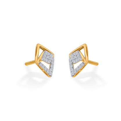 Sparkle Prism Gold Stud Diamond Earring for Woman
