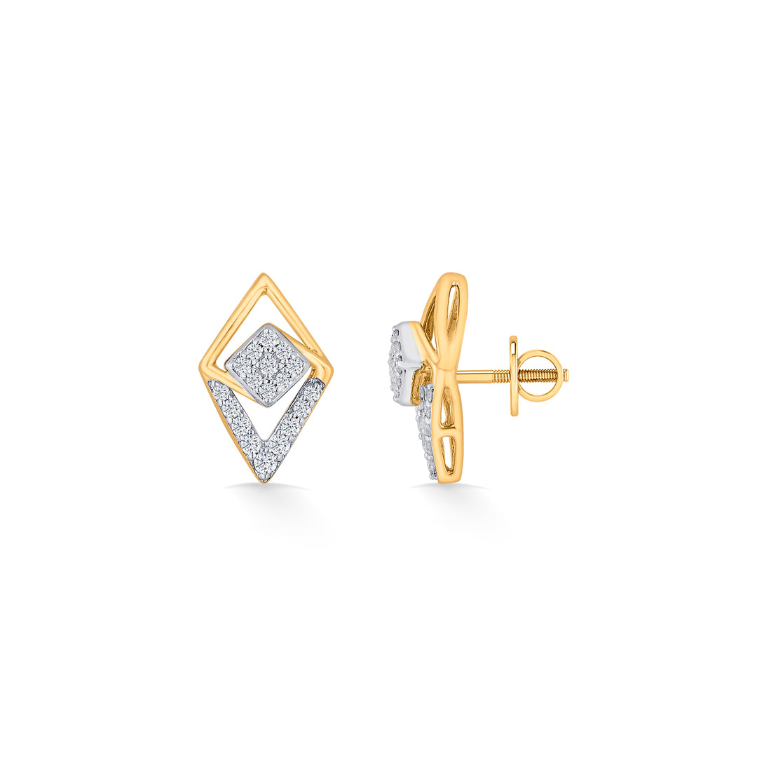 sparkle prism gold stud diamond earring for woman