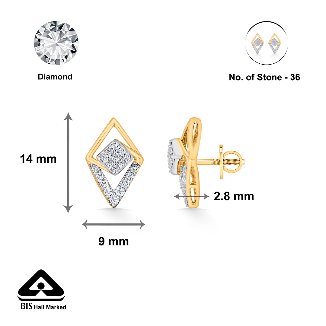sparkle prism gold stud diamond earring for woman