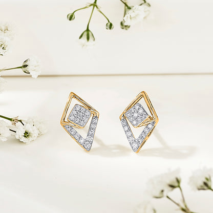Sparkle Prism Gold Stud Diamond Earring for Woman