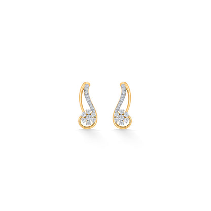 Curvy Bloom Gold Stud Diamond Earring for Women