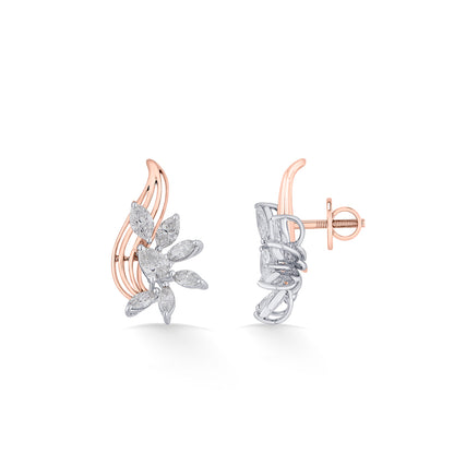 Golden Blossom Gold Stud Diamond Earring for Woman