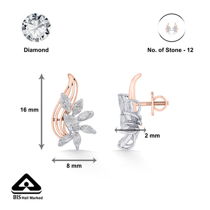 Golden Blossom Gold Stud Diamond Earring for Woman
