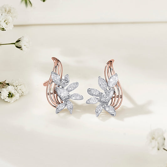 Golden Blossom Gold Stud Diamond Earring for Woman
