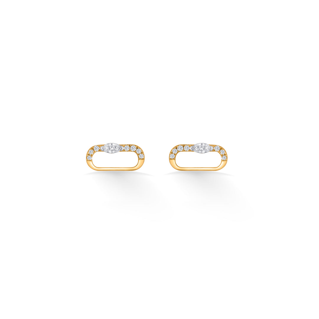 ovalith spark gold stud diamond earring