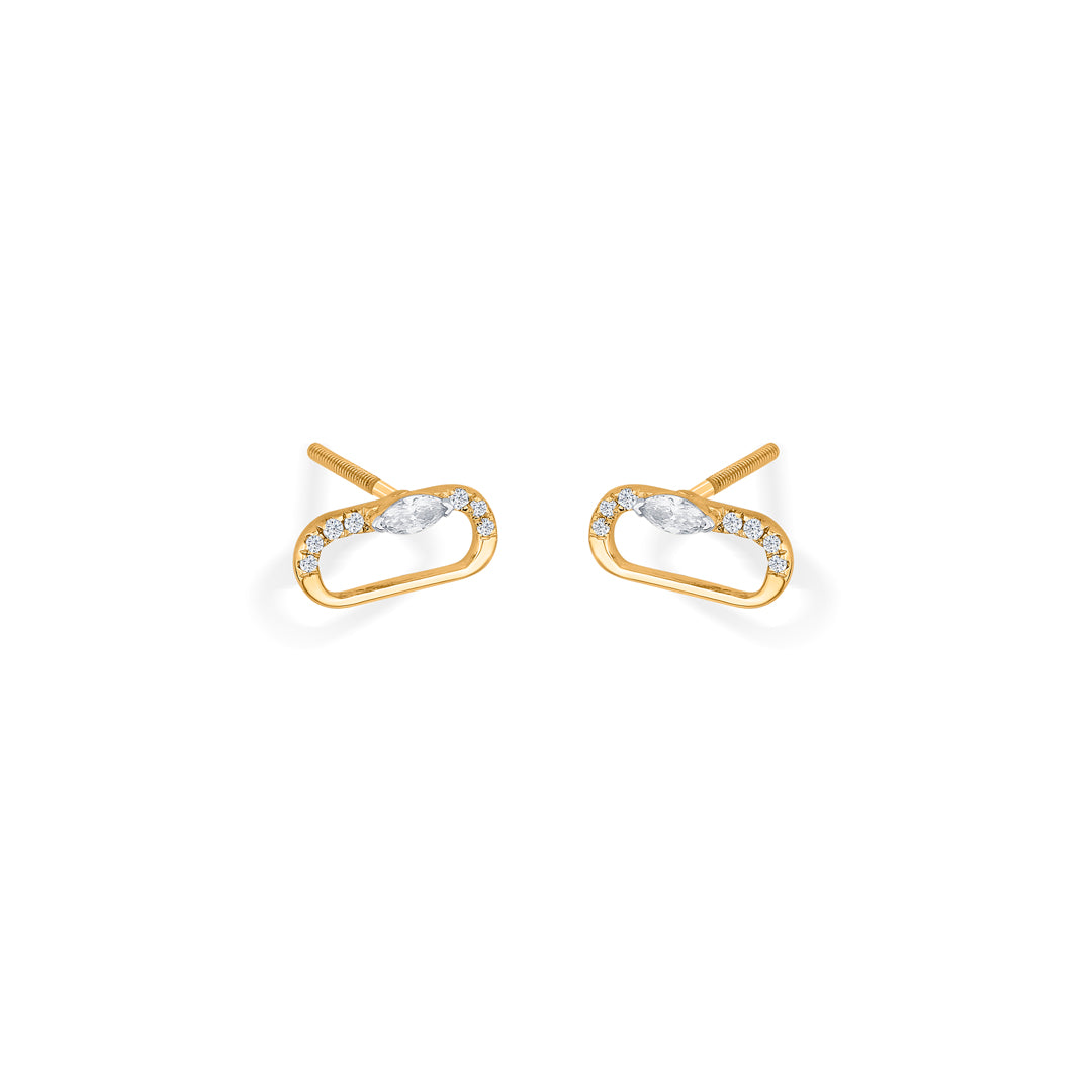 ovalith spark gold stud diamond earring
