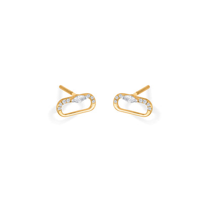 Ovalith Spark Gold Stud Diamond Earring
