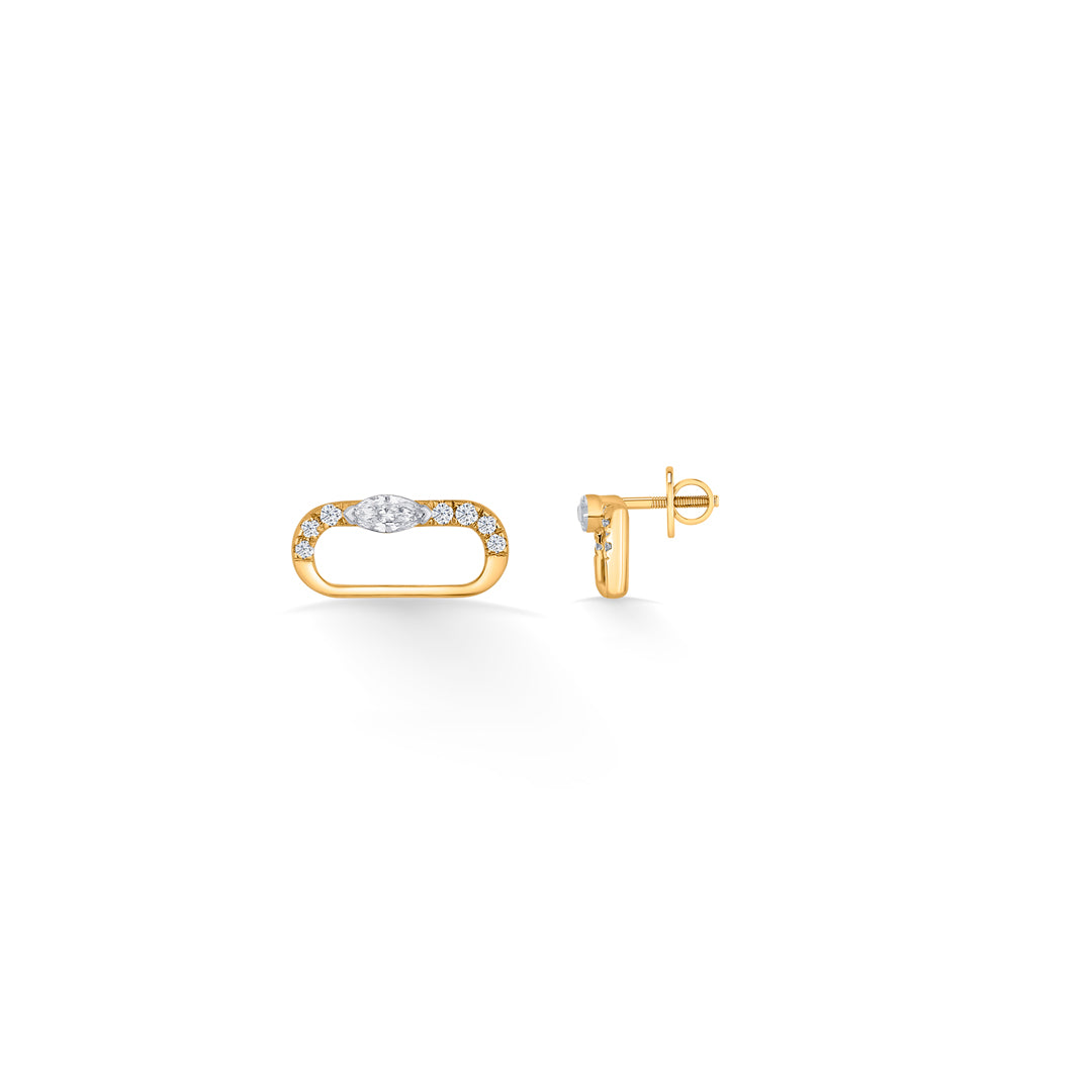 ovalith spark gold stud diamond earring