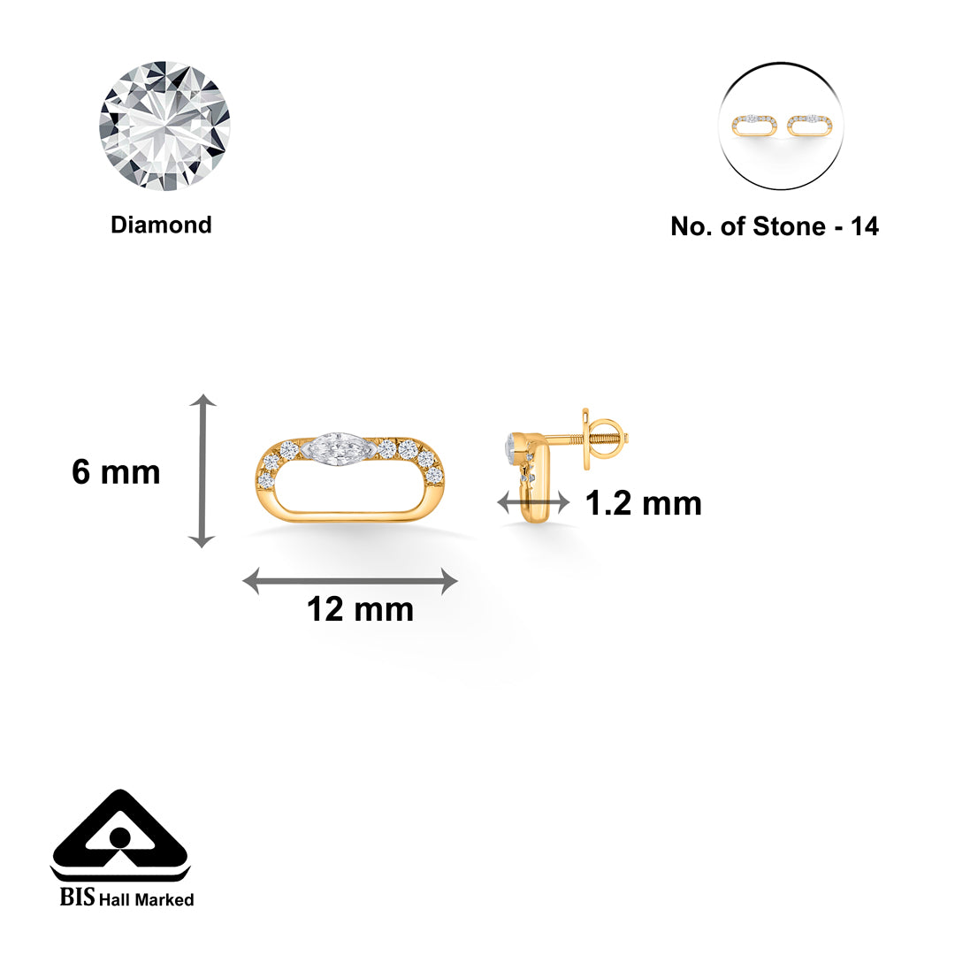 ovalith spark gold stud diamond earring