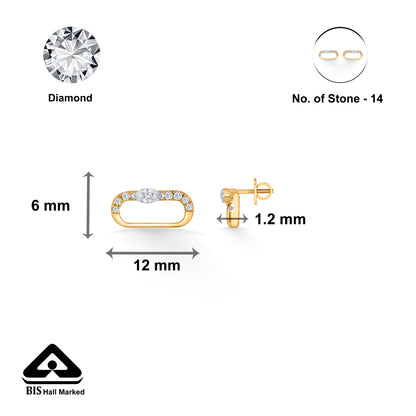 Ovalith Spark Gold Stud Diamond Earring
