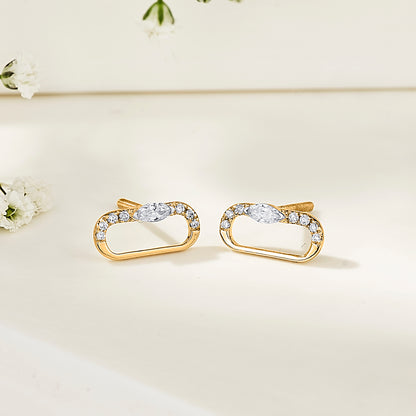 Ovalith Spark Gold Stud Diamond Earring