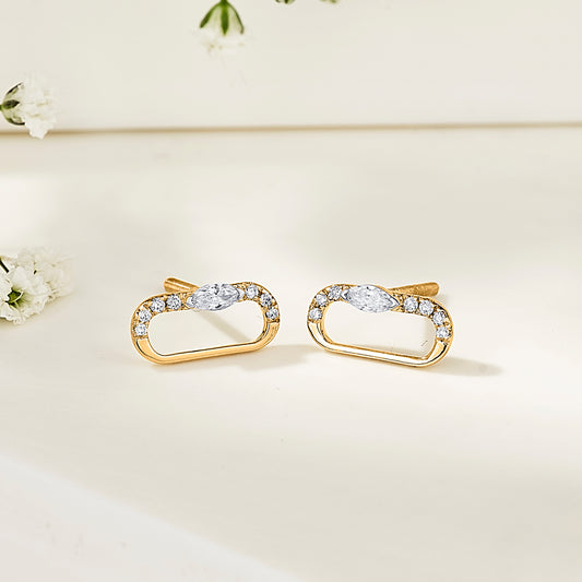 Ovalith Spark Gold Stud Diamond Earring