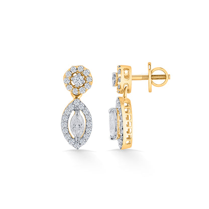 Gold Stud Diamond Earring for Woman