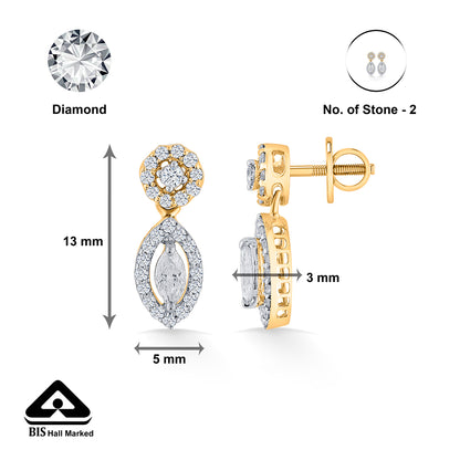 Gold Stud Diamond Earring for Woman