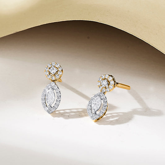 Gold Stud Diamond Earring for Woman