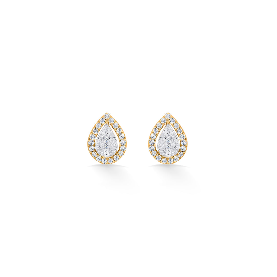 twinkling dewdrop gold stud diamond earring for women