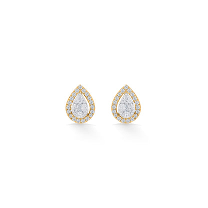 Twinkling Dewdrop Gold Stud Diamond Earring for Women