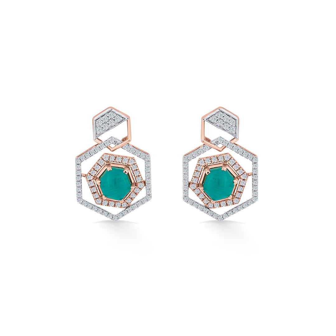 hexa royal rose gold stud diamond earring for women