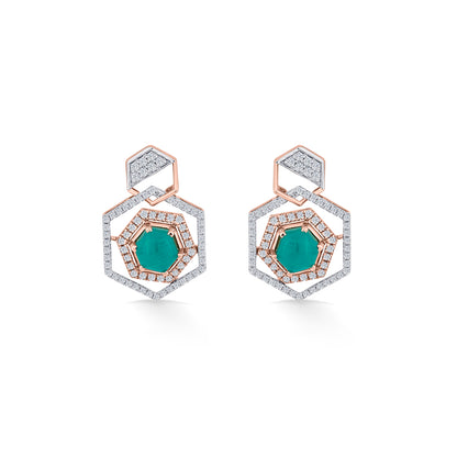 Hexa Royal Rose Gold Stud Diamond Earring For Women
