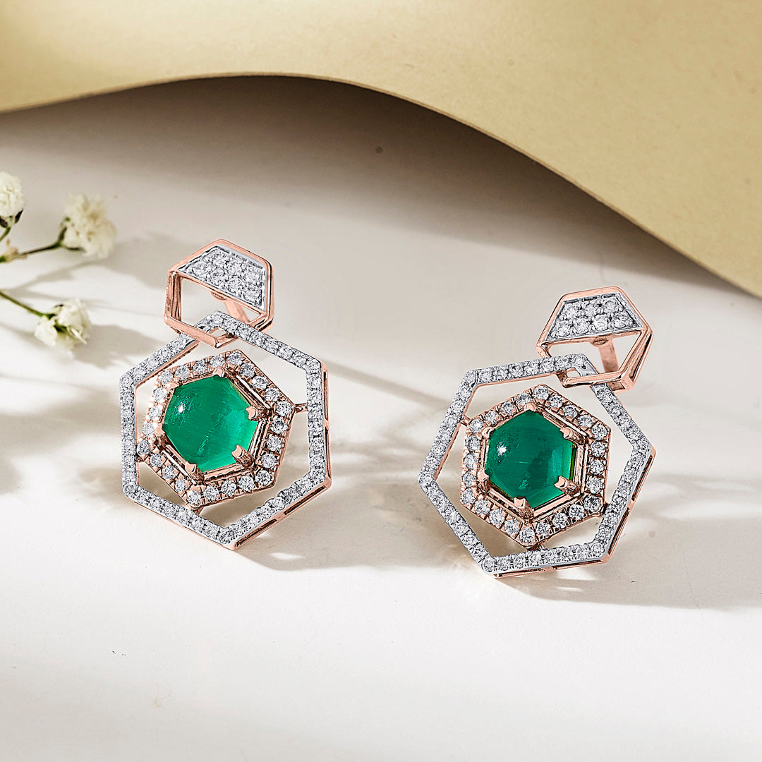 Hexa Royal Rose Gold Stud Diamond Earring For Women
