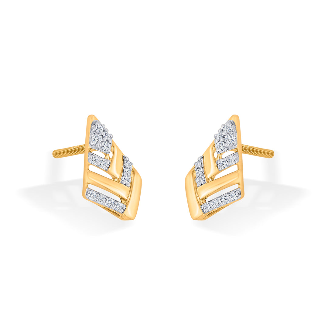 diamond crest gold stud diamond earring for woman