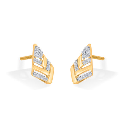 Diamond Crest Gold Stud Diamond Earring for Woman