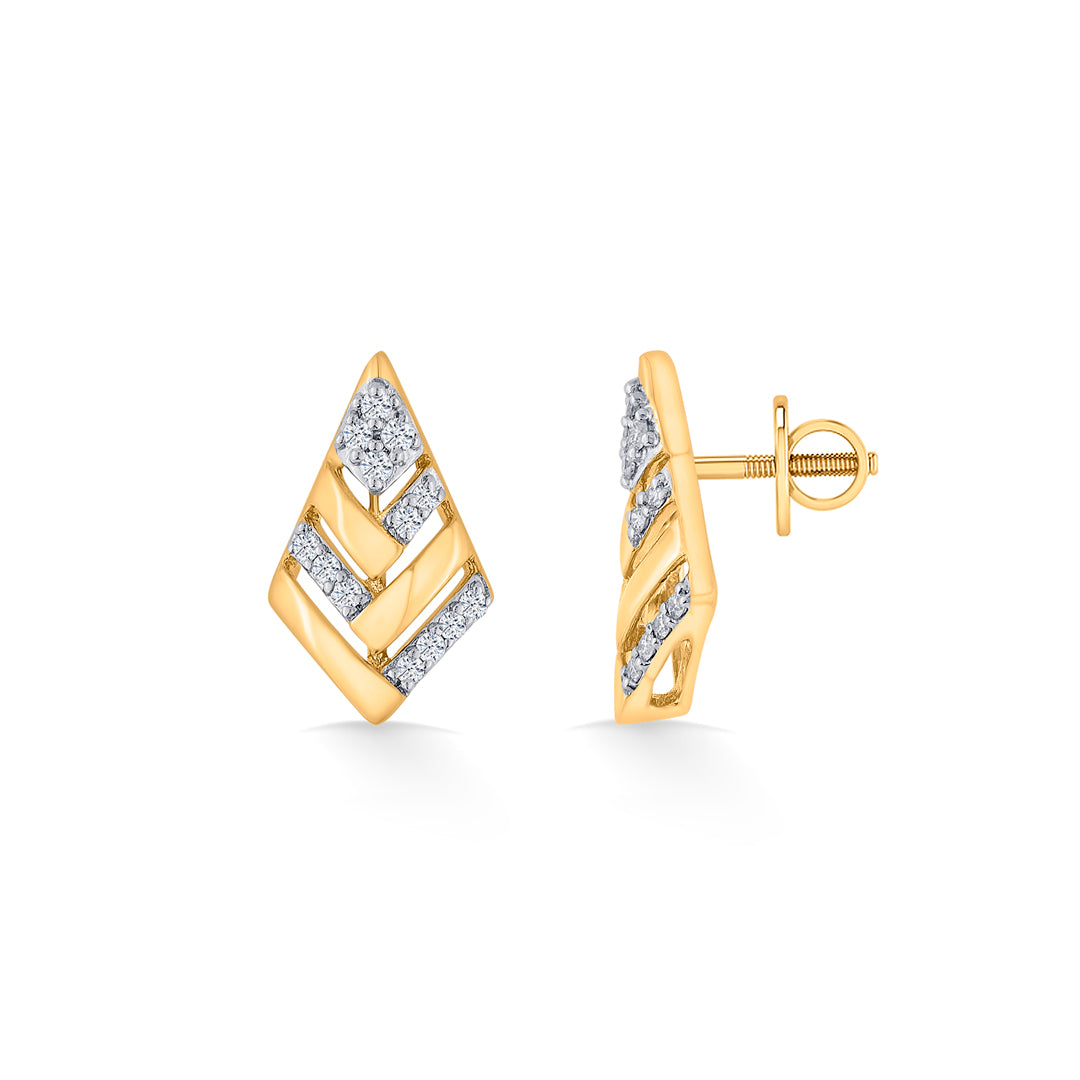 diamond crest gold stud diamond earring for woman