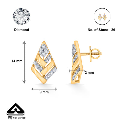 Diamond Crest Gold Stud Diamond Earring for Woman