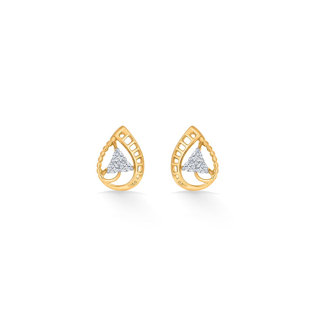 teara glow gold stud diamond earring