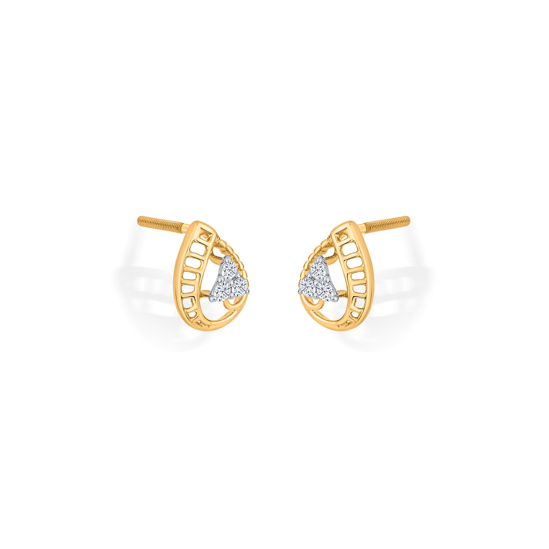 teara glow gold stud diamond earring