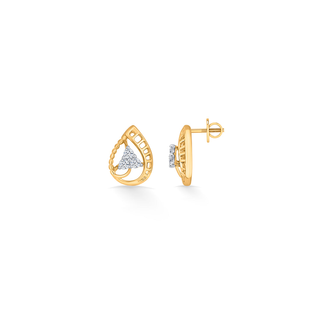 teara glow gold stud diamond earring