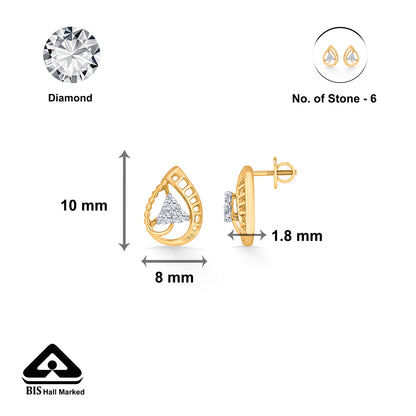 Teara Glow Gold Stud Diamond Earring