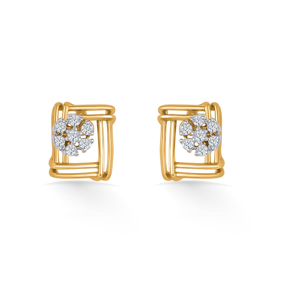 Lattice Glow Gold & Diamond Pendant Set For Women